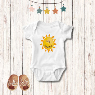 Body Para Bebé Sol amarillo   Monograma Unisex Adorable Cuto