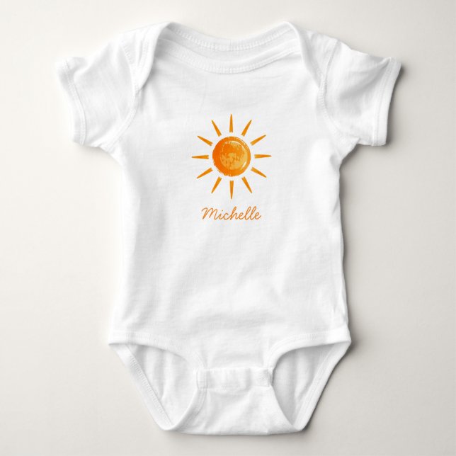 Body Para Bebé Sol Boho Personalizado Amarillo Naranja Lindo (Anverso)