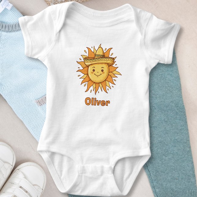 Body Para Bebé Sol sonriente con sombrero - Doodle de fiesta sole (Subido por el creador)