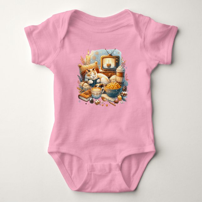 Body Para Bebé Solo con vibraciones acogedoras: gato, libro, Mac  (Anverso)