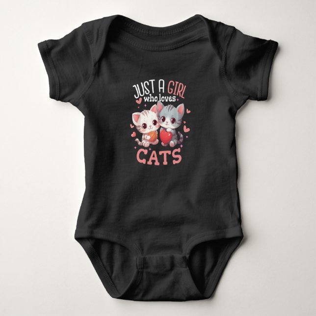 Body Para Bebé Solo una chica que ama Camiseta de Gatos Gato lind (Anverso)