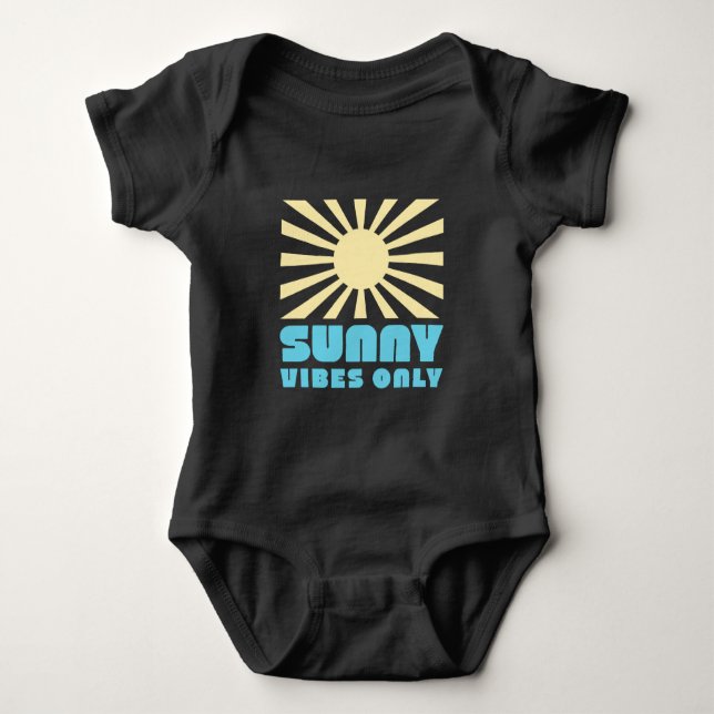 Body Para Bebé Sólo Vibes Sunny - Gráfico Retro Sunshine Negrita (Anverso)