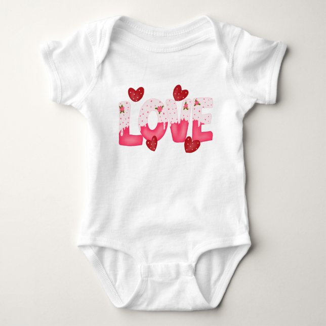 BODY PARA BEBÉ SOMBRAS CUIDADAS DE AMOR DÍA DE SAN VALENTÍN ROSA (Anverso)