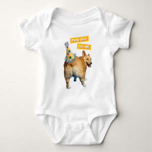 Body Para Bebé Sombrero de cumpleaños para trasero de Corgi