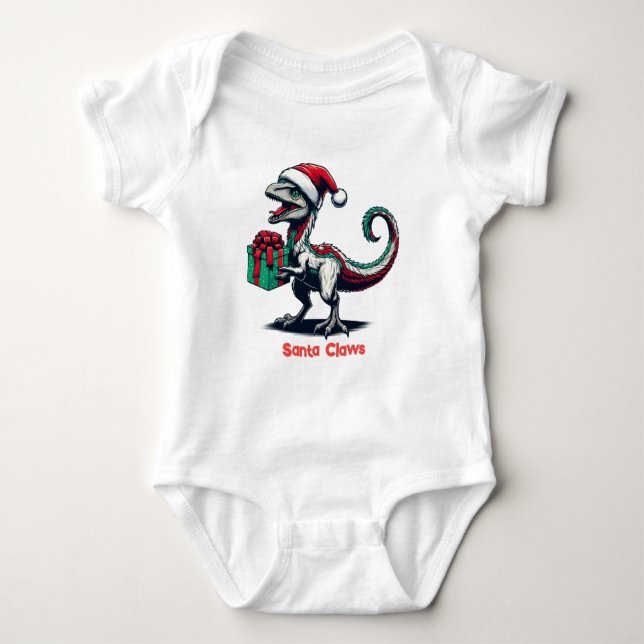 Body Para Bebé sombrero de Santa de Navidad raptor (Anverso)