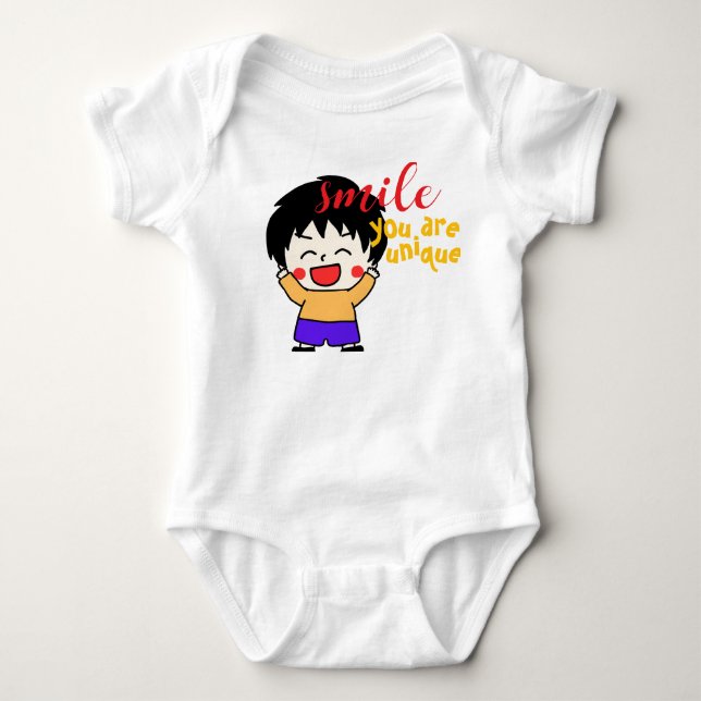 Body Para Bebé Sonríe Eres Único – Bodysuit de Bebé de Dibujos An (Anverso)