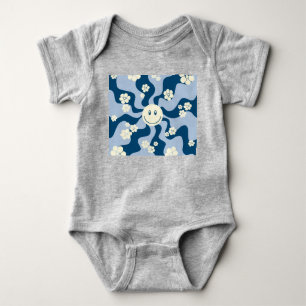 Body Para Bebé Sonrisa: azul oscuro, azul claro y crema