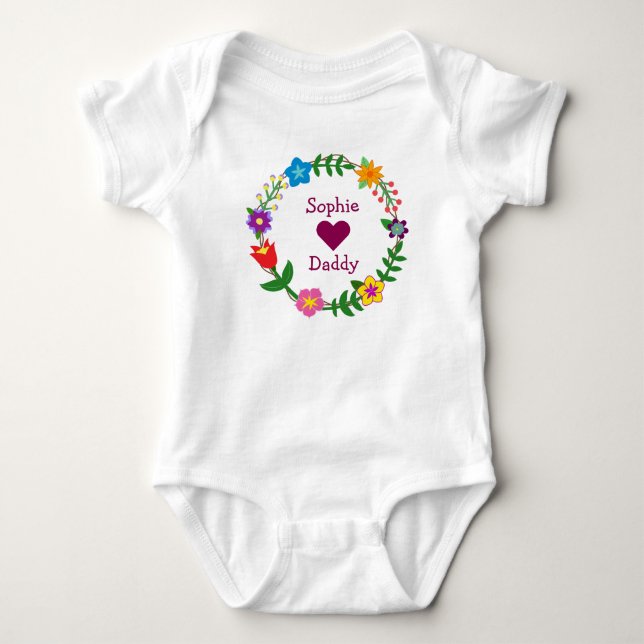 Body Para Bebé Sophie Ama A Daddy Elegant Flores Personalizadas (Anverso)