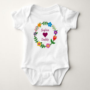 Body Para Bebé Sophie Hearts Daddy Elegant Flores Personalizan