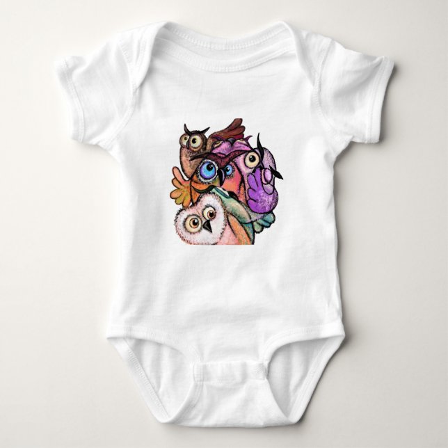 Body Para Bebé Sorprendido Owl Funny Baby Bodysuit (Anverso)