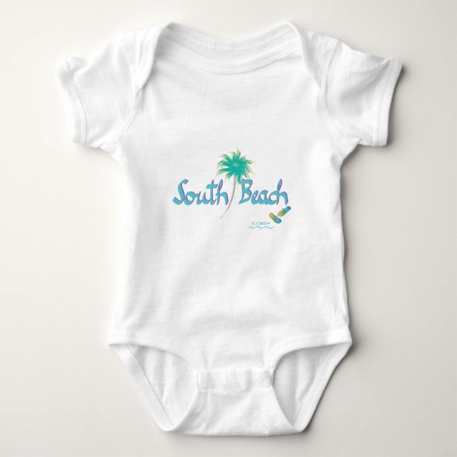 Body Para Bebé South Beach, Miami, Florida Flip Flops (Anverso)