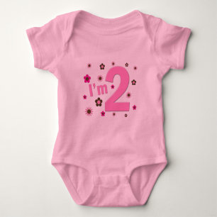 Body Para Bebé "Soy 2" rosa y las flores de Brown