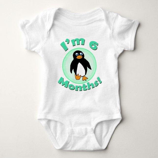 Body Para Bebé Soy 6 meses del pingüino de ropa del bebé (Anverso)