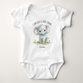 Body Para Bebé “Soy Amable Y Fuerte” Lindo Elefante Baby Shower