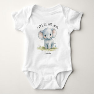 Body Para Bebé “Soy Amable Y Fuerte” Lindo Elefante Baby Shower