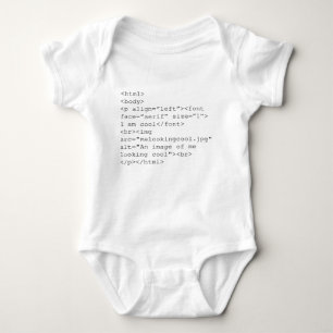 Body Para Bebé "Soy" camiseta fresca de la codificación del HTML