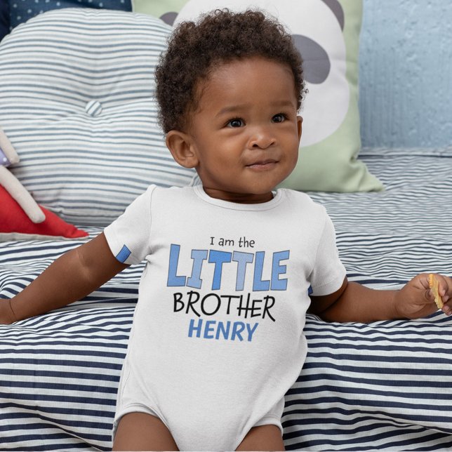 Body Para Bebé Soy el Hermano Pequeño Whimsical Blue Cute (Subido por el creador)
