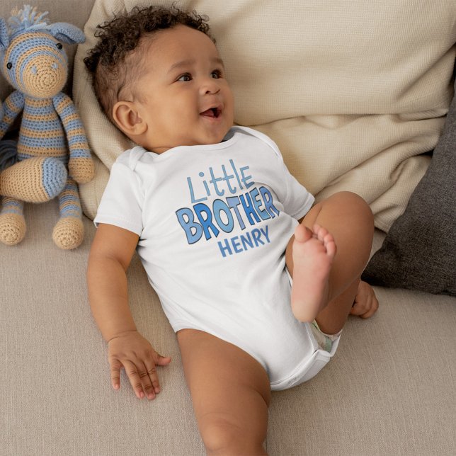 Body Para Bebé Soy el Pequeño Hermano Whimsical Cute Blue (Subido por el creador)
