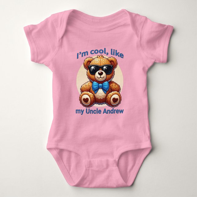 Body Para Bebé Soy Guay Teddy Bear con Personalizable Blue Bow (Anverso)