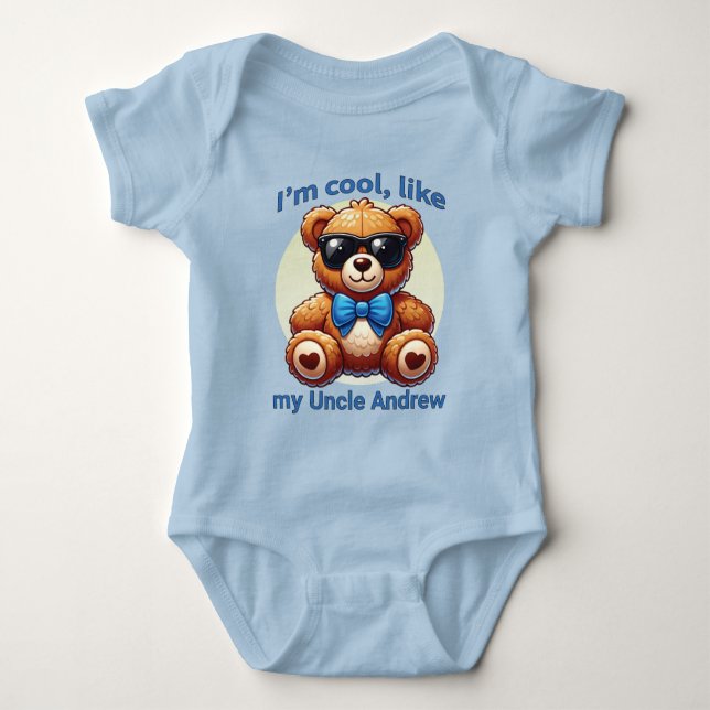 Body Para Bebé Soy Guay Teddy Bear con Personalizable Blue Bow (Anverso)