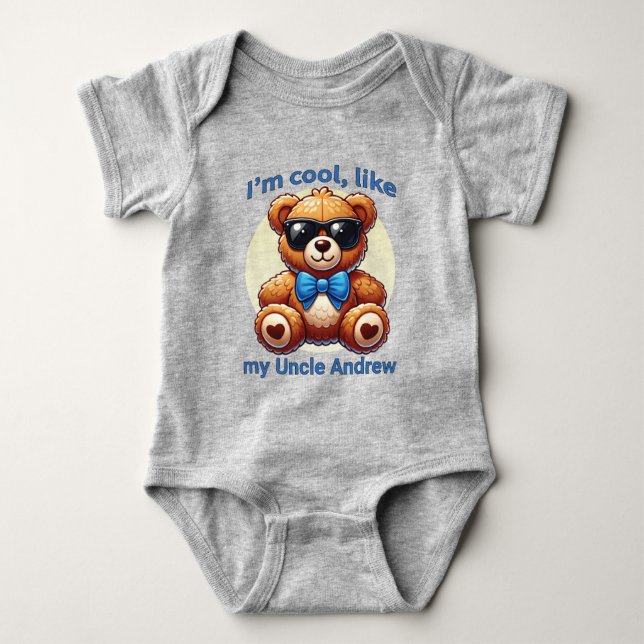 Body Para Bebé Soy Guay Teddy Bear con Personalizable Blue Bow (Anverso)