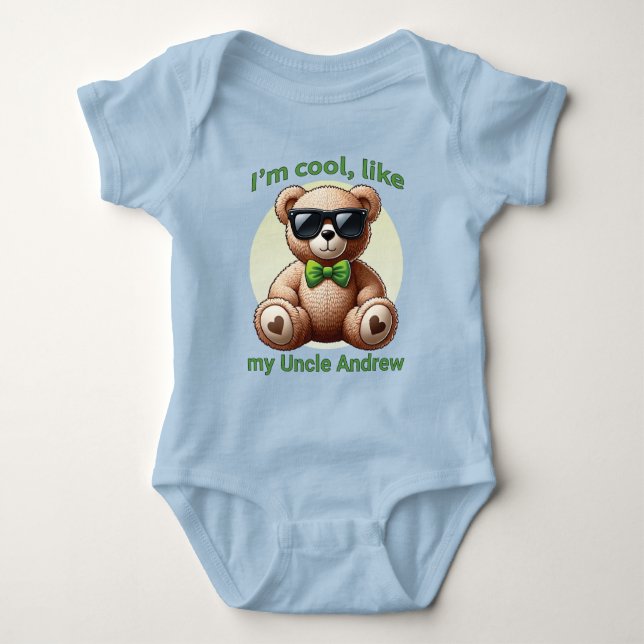 Body Para Bebé Soy Guay Teddy Bear con Personalizable Green Bow (Anverso)