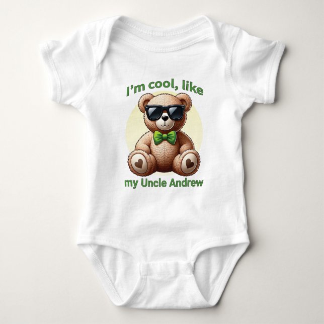 Body Para Bebé Soy Guay Teddy Bear con Personalizable Green Bow (Anverso)