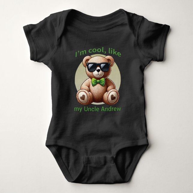 Body Para Bebé Soy Guay Teddy Bear con Personalizable Green Bow (Anverso)