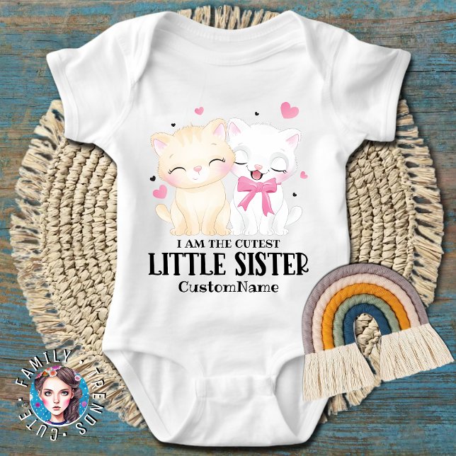 Body Para Bebé Soy la hermana más linda Personalizado de gatos (Subido por el creador)