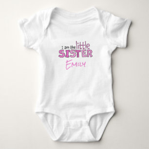 Body Para Bebé Soy la Hermana Menor Linda Moderna Rosa
