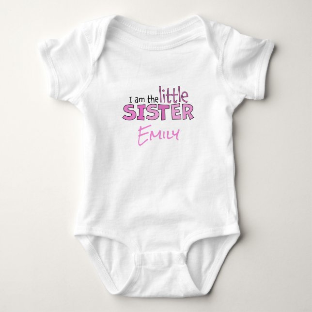 Body Para Bebé Soy la Hermana Menor Linda Moderna Rosa (Anverso)