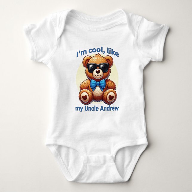 Body Para Bebé Soy Teddy Bear Cool con Lazo Azul Personalizable (Anverso)