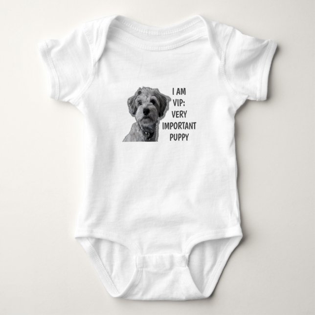 Body Para Bebé Soy un VIP: Muy Importante Cachorro, lindo perro (Anverso)