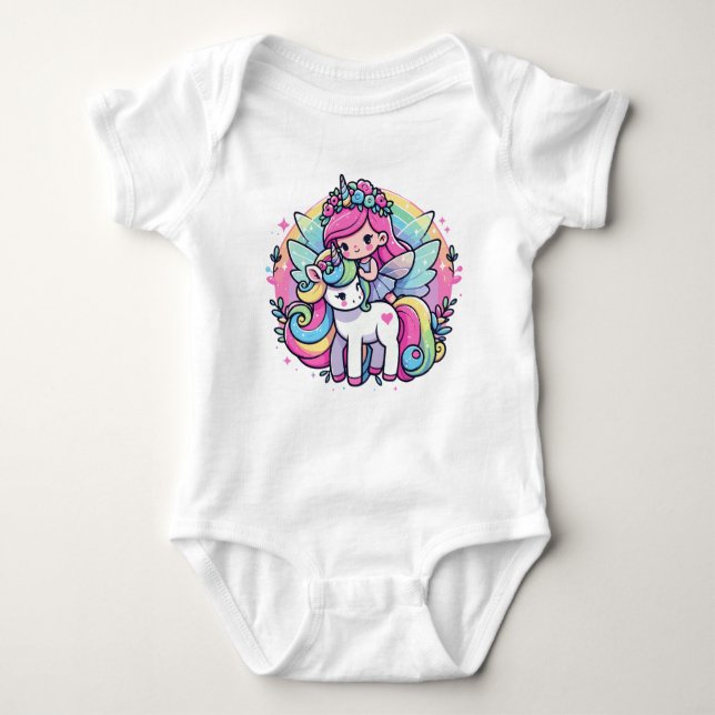Body Para Bebé Sparkly Fairytale Unicorn with Rainbow Hair (Anverso)