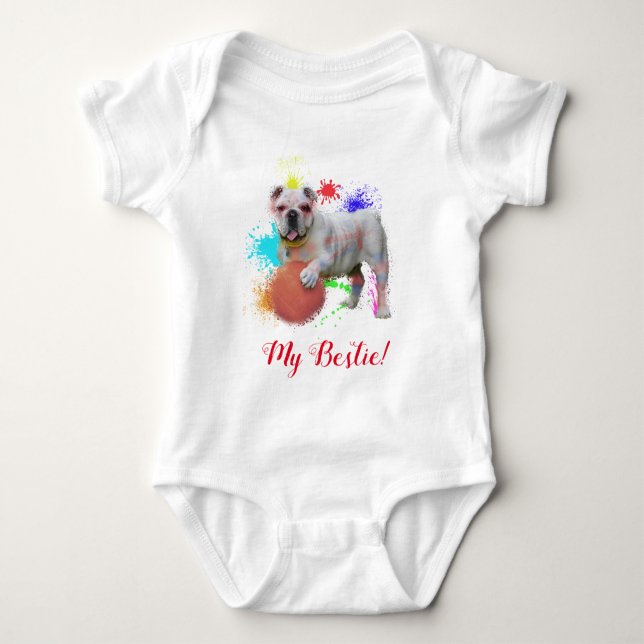 Body Para Bebé Splash Art Cute Bulldog británico Baby Bodysuit (Anverso)