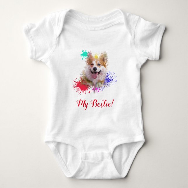 Body Para Bebé Splash Art Cute Corgi Perro Baby Bodysuit (Anverso)