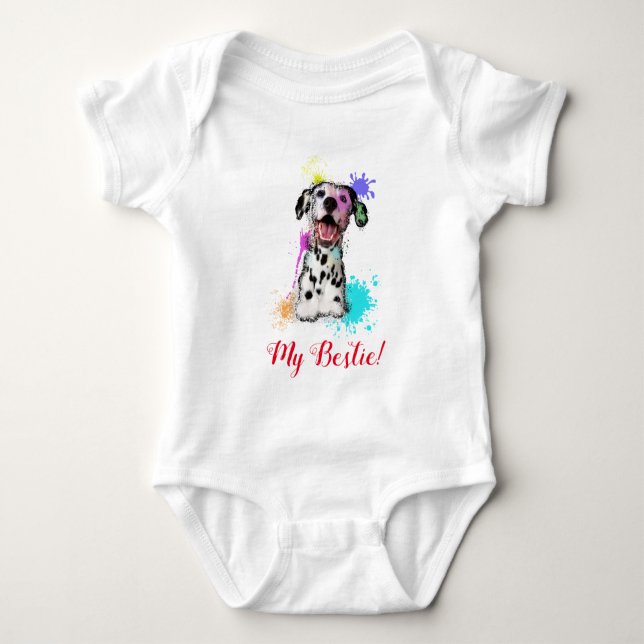 Body Para Bebé Splash Art Cute Dalmatia Perro Baby Bodysuit (Anverso)