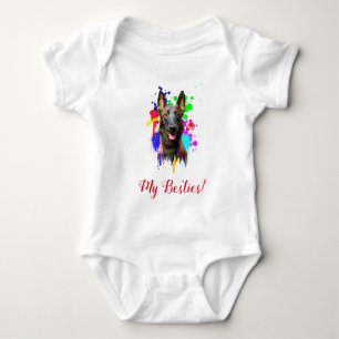 Body Para Bebé Splash Art Cute Malinois Perro Baby Bodysuit