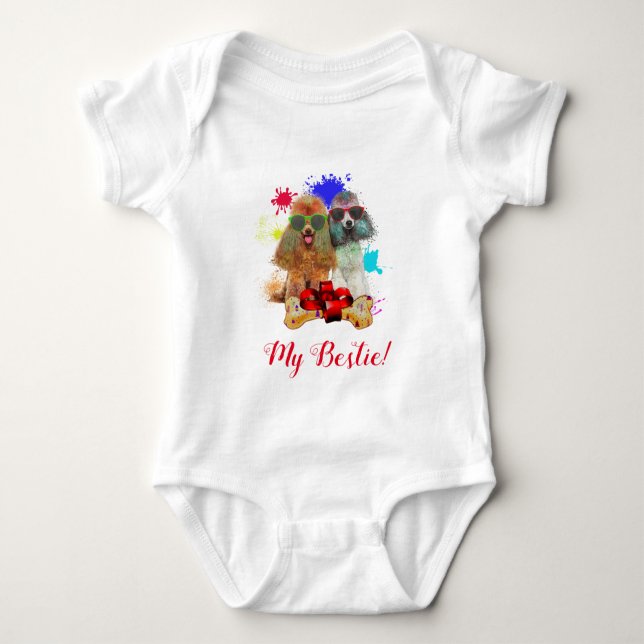 Body Para Bebé Splash Art Cute Poodle Perro Baby Bodysuit (Anverso)