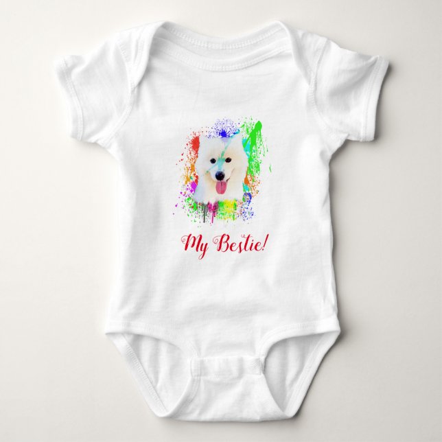 Body Para Bebé Splash Art Cute Samoyen Perro Baby Bodysuit (Anverso)