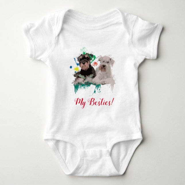 Body Para Bebé Splash Art Cute Schnauzer Dog Baby Bodysuit (Anverso)