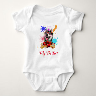 Body Para Bebé Splash Art Cute Siberian Husky Dog Baby Bodysuit
