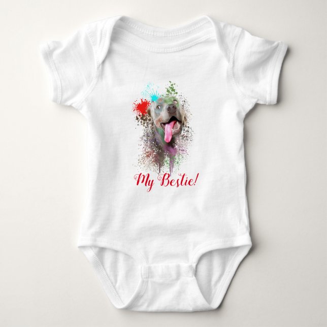 Body Para Bebé Splash Art Cute Weimaraner Dog Baby Bodysuit (Anverso)