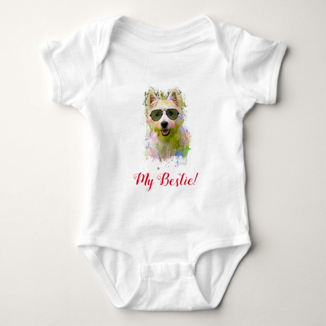 Body Para Bebé Splash Art Cute Westig Dog Baby Bodysuit (Anverso)