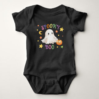 Body Para Bebé Spooky Boo Black Baby Groing - Halloween Baby Outf