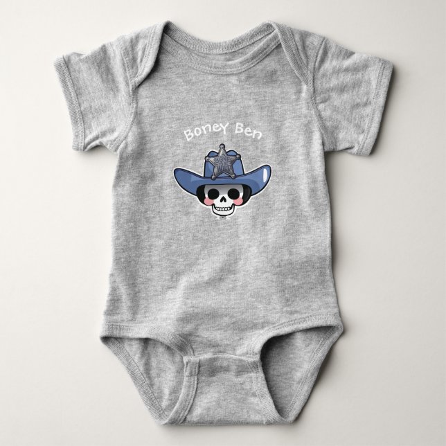 Body Para Bebé Spooky Boy Halloween, Skeleton Cowboy Bodysuit (Anverso)
