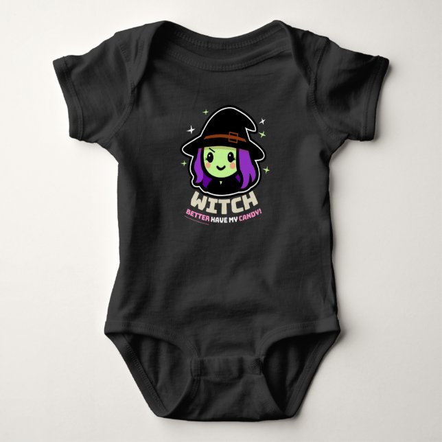 Body Para Bebé Spooky Kawaii Witch Halloween Baby Bodysuit (Anverso)