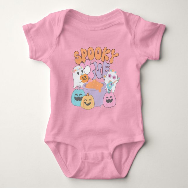 Body Para Bebé Spooky One Hippie Halloween Ghost (Anverso)