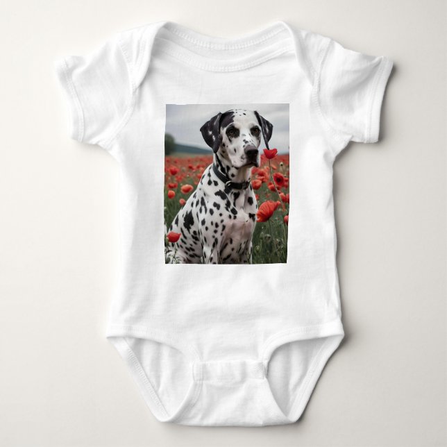 Body Para Bebé **"Spots of Joy: Dalmatian in a Red Poppy Field"** (Anverso)