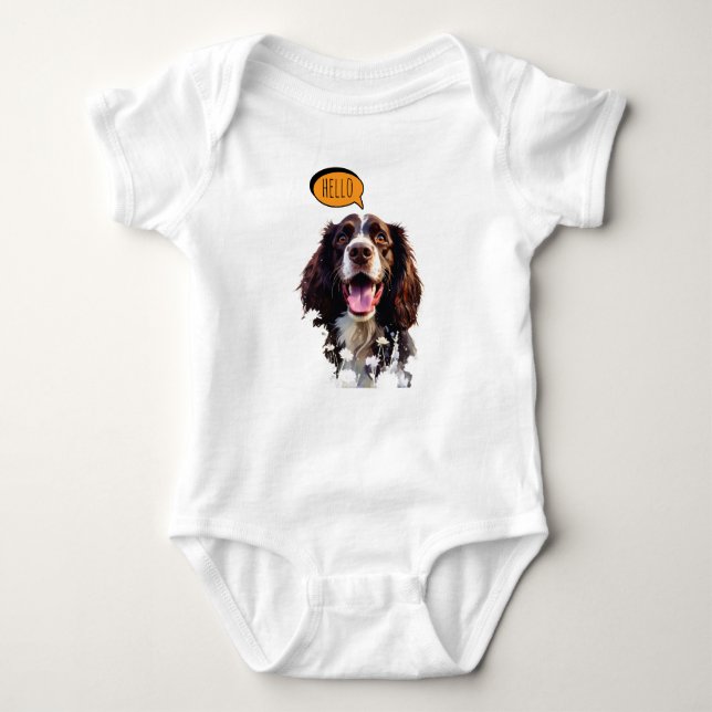 Body Para Bebé Springer Spaniel Alegre en Acuarela (Anverso)